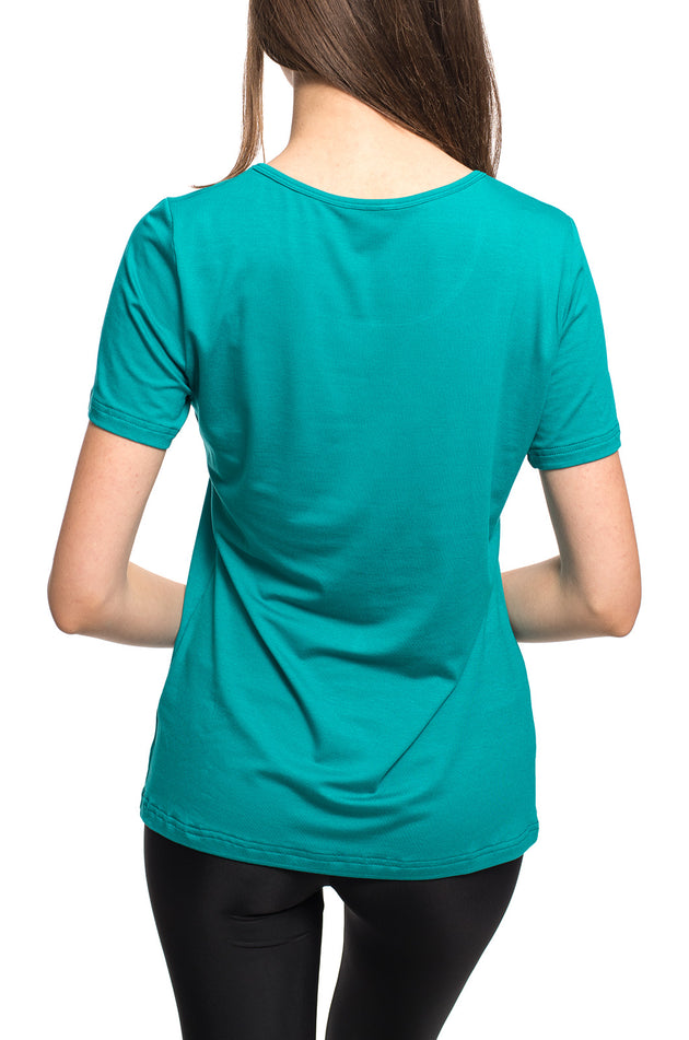 Памучна блуза, цвят светъл петрол 540