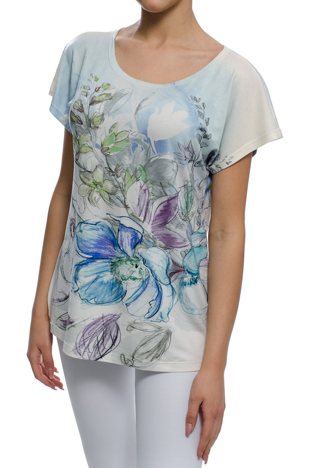 Памучна блуза, щампа "Рисунка" 5295