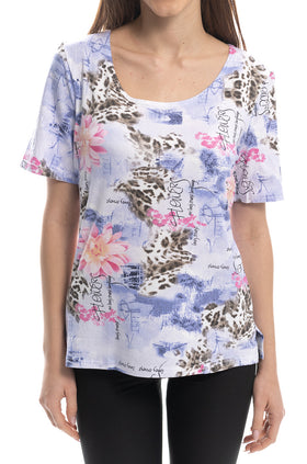 Блуза от вискоза "Лилаво и леопард" 5329