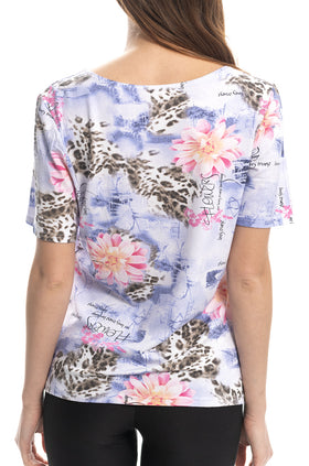 Блуза от вискоза "Лилаво и леопард" 5329