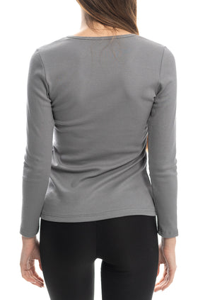 Сива блуза от памучен рипс 5210