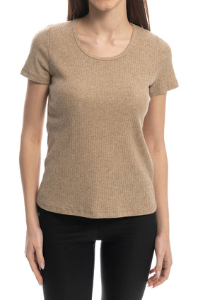 Телесна блуза от памучен рипс 5209