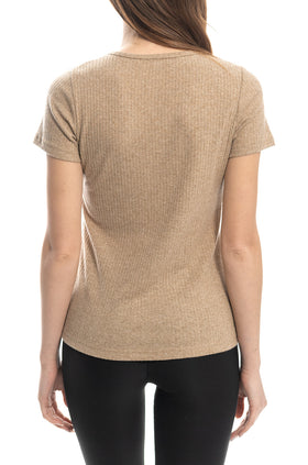 Телесна блуза от памучен рипс 5209