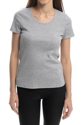 Блуза от памучен рипс, цвят сив меланж 5209