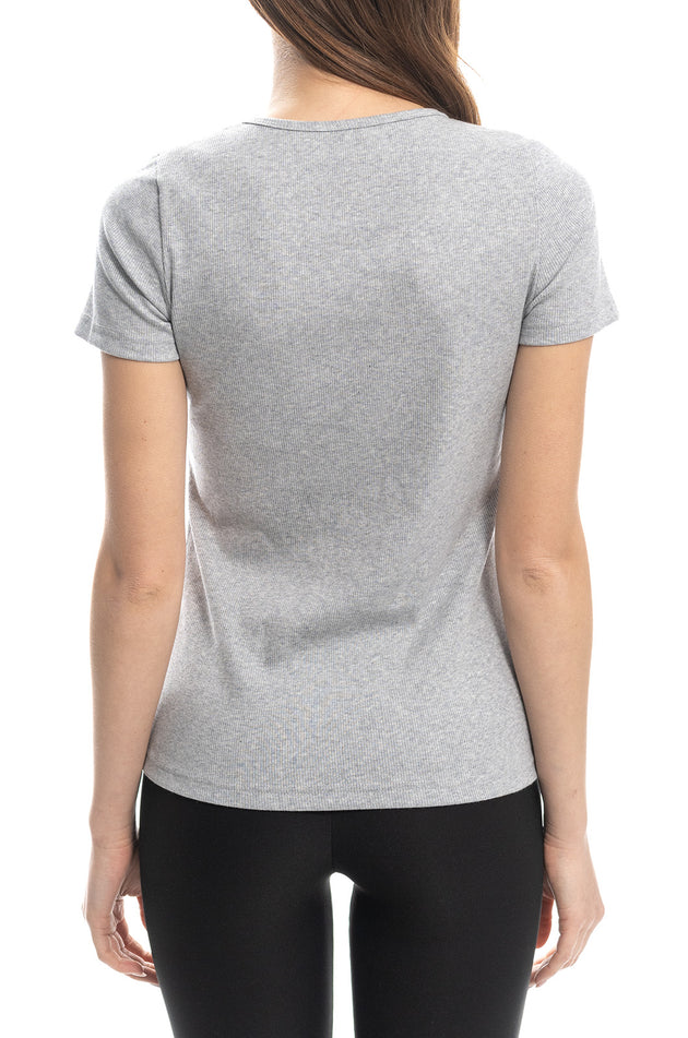 Блуза от памучен рипс, цвят сив меланж 5209