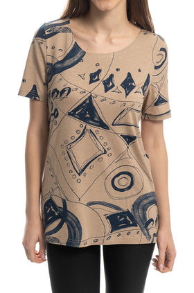 Ежедневна памучна блуза "Синя геометрия" 5404