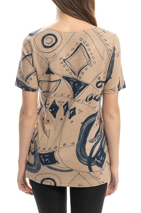 Ежедневна памучна блуза "Синя геометрия" 5404