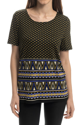 Ежедневна памучна блуза "Бежов зигзаг" 5404