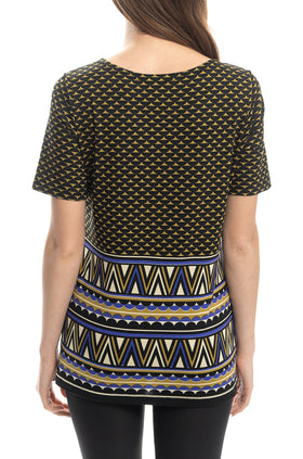 Ежедневна памучна блуза "Бежов зигзаг" 5404