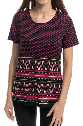 Ежедневна памучна блуза "Цикламен зигзаг" 5404