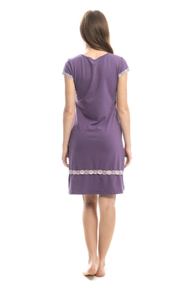 Лилава памучна дамска нощница 3611