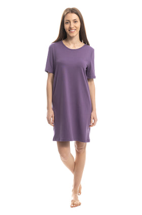 Лилава къса памучна рокля 808