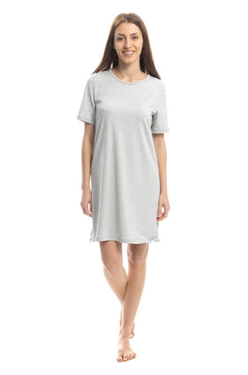 Къса памучна рокля, цвят сив меланж 808