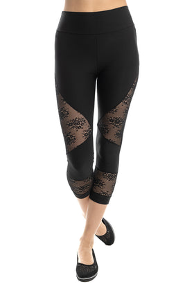 Черен микрофибърен клин с дантела и дължина 7/8 34310-1