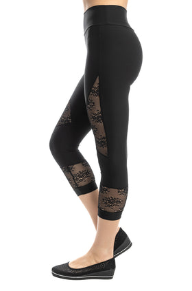 Черен микрофибърен клин с дантела и дължина 7/8 34310-1