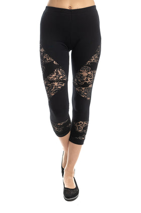 Черен памучен клин с триъгълни платки, маншети от флог и дължина 7/8 34210