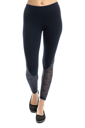 Тъмносин памучен клин с платка от фигурален тюл 34208