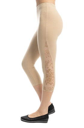 Телесен памучен клин с платка от флог по страничния шев и дължина 7/8 34209-1