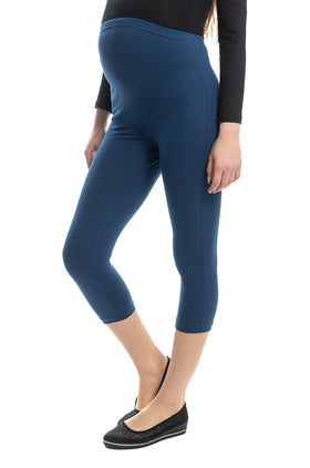 Памучен клин за бременни, цвят деним, дължина 7/8 3500-78