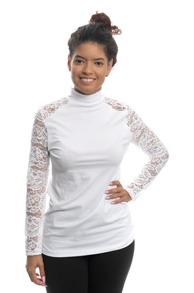 Бяла памучна блуза от дантела 5427