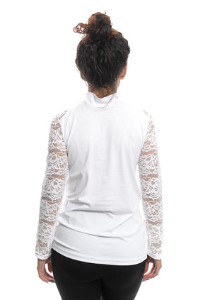 Бяла памучна блуза от дантела 5427