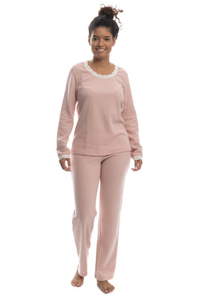 Прасковена памучна пижама от две части 3329