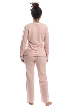 Прасковена памучна пижама от две части 3329