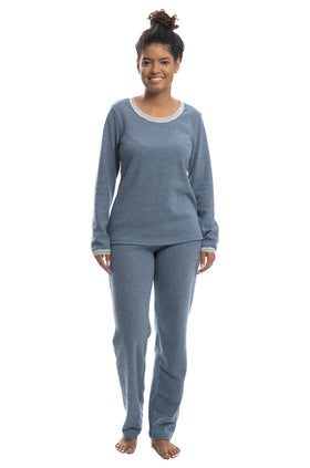 Сива памучна пижама от две части 3329