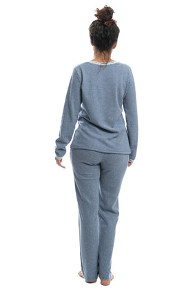 Сива памучна пижама от две части 3329