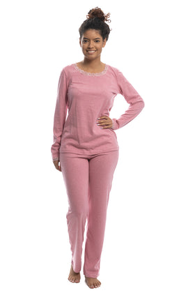 Розова памучна пижама от две части 3329