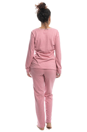 Розова памучна пижама от две части 3329