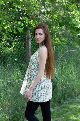 Къса памучна рокля "Хипнотизиращи кръгове" 809