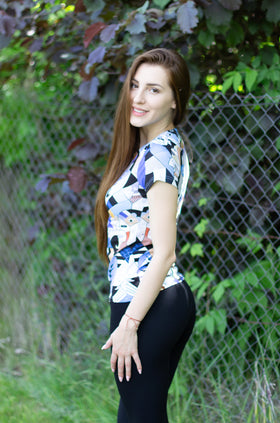 Памучна блуза с къс ръкав "Тотем" 520-К1