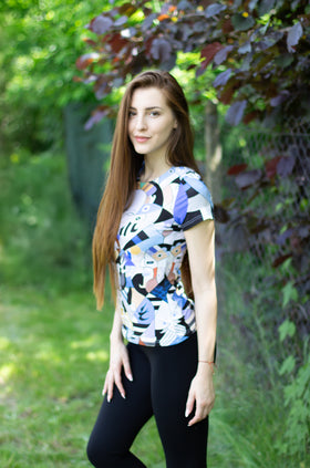 Памучна блуза с къс ръкав "Тотем" 520-К1