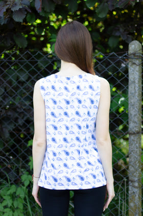 Памучен потник "Сини листа" 657