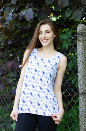 Памучен потник "Сини листа" 657