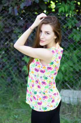 Памучен потник "Цветна любов" 657