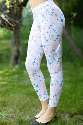 Памучен клин с щампа "Розово-сини цветя" 3423