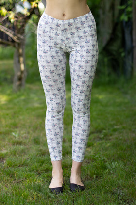 Памучен клин с щампа "Каре с букети" 3423