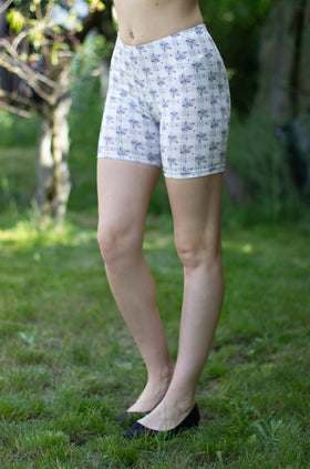 Памучни бермуди с щампа "Каре с букети" 342-22