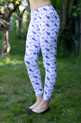 Памучен клин с щампа "Сини листа" 3423