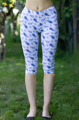 Памучен клин с щампа "Сини листа" 3421 (7/8)