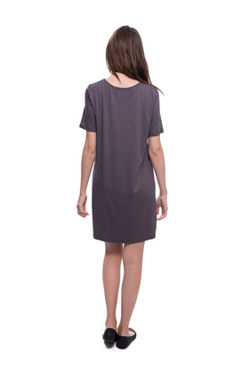 Сива къса памучна рокля 808