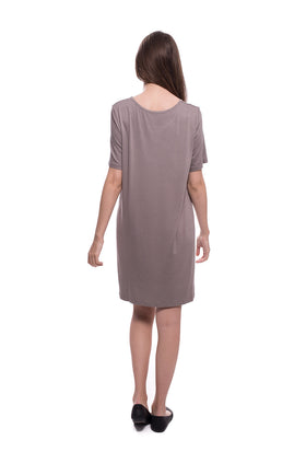 Къса памучна рокля, цвят капучино 808