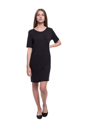 Черна къса памучна рокля 808