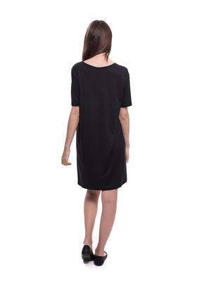 Черна къса памучна рокля 808