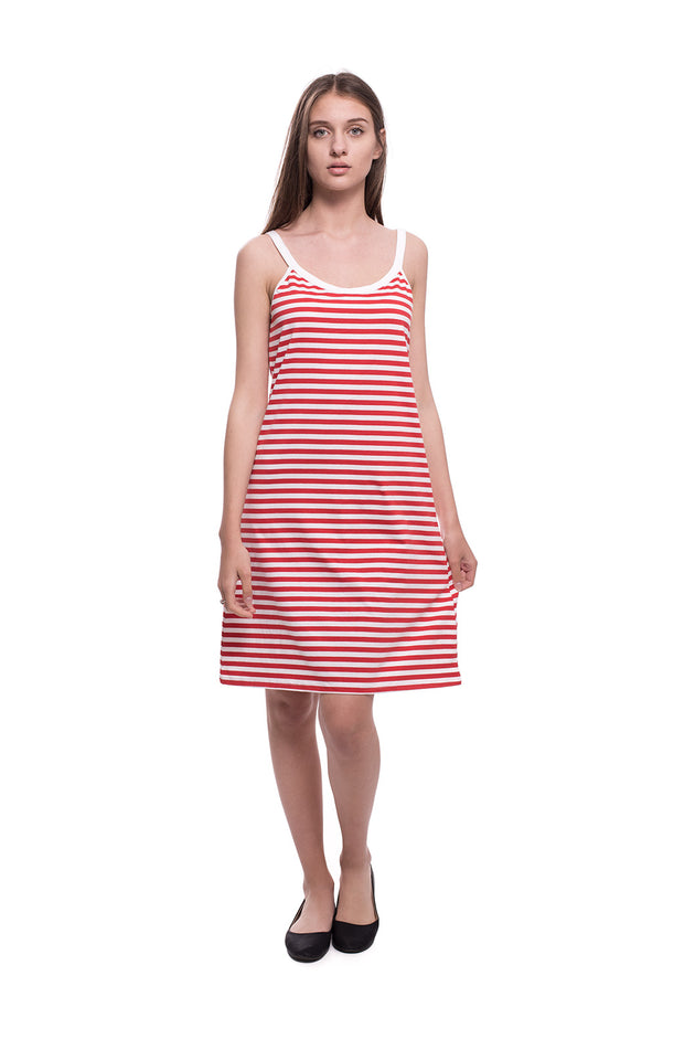 Памучна рокля "Бяло-червено райе" 3614