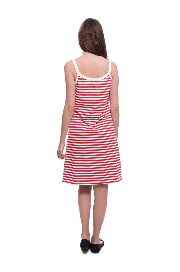 Памучна рокля "Бяло-червено райе" 3614