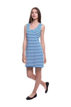 Памучна рокля "Бяло-синьо райе" 8091