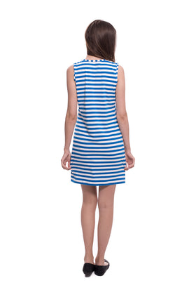 Памучна рокля "Бяло-синьо райе" 8091